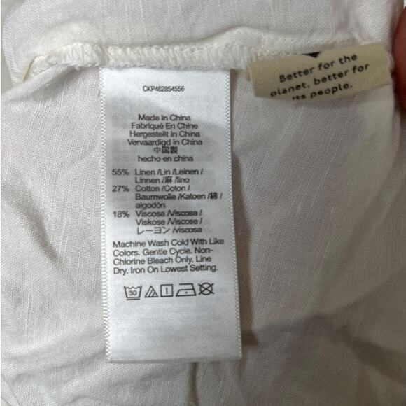 Madewell Linen White Sundress Size Small Flutter Sleeve Button Mini Dress - Picture 6 of 6
